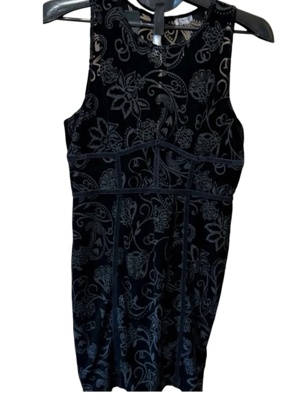 Free People Velvet Burnout Floral Bodycon Mini Dress Black NWT Large